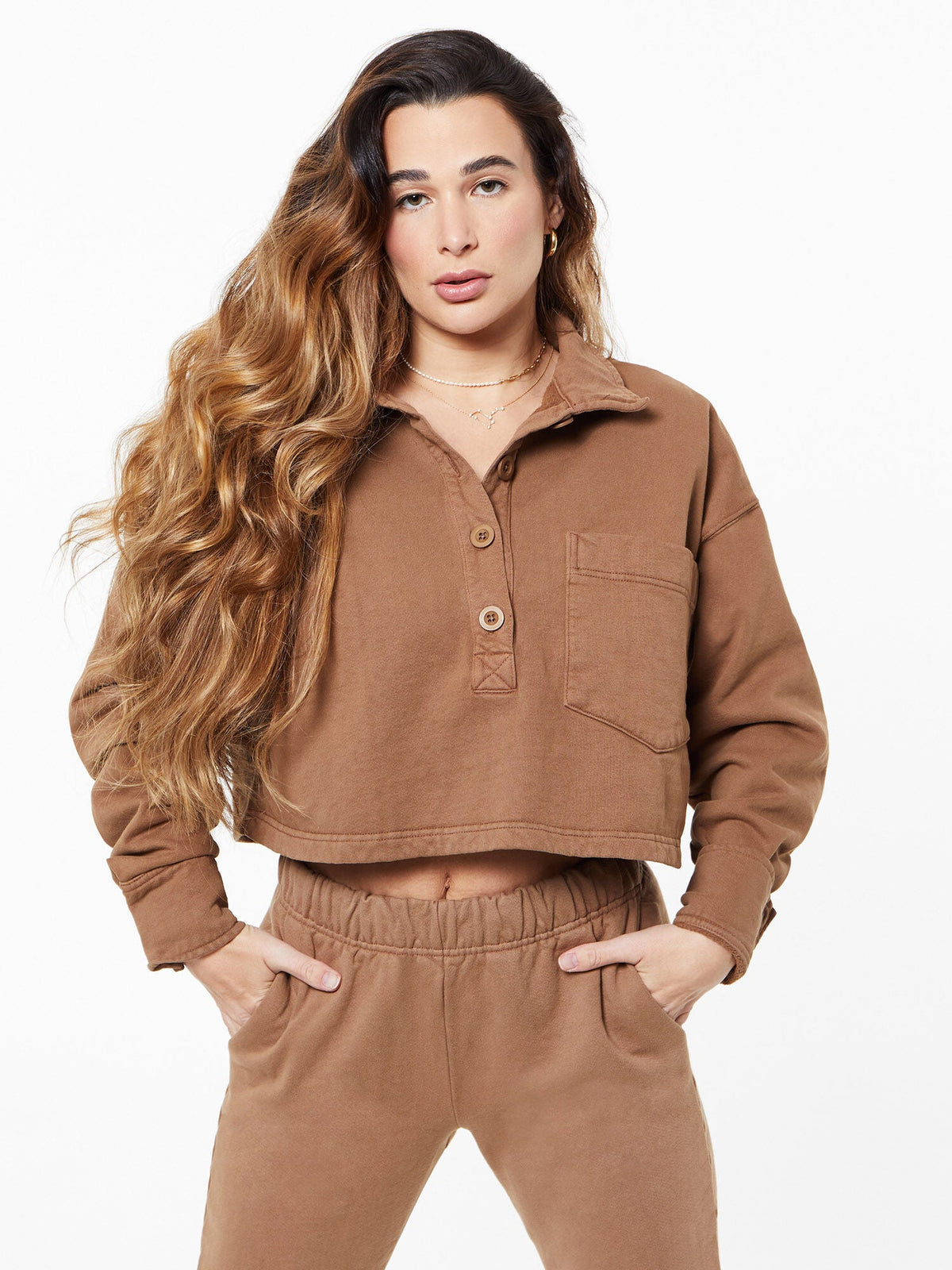 HEAVY FLEECE POLO SWEATSHIRT