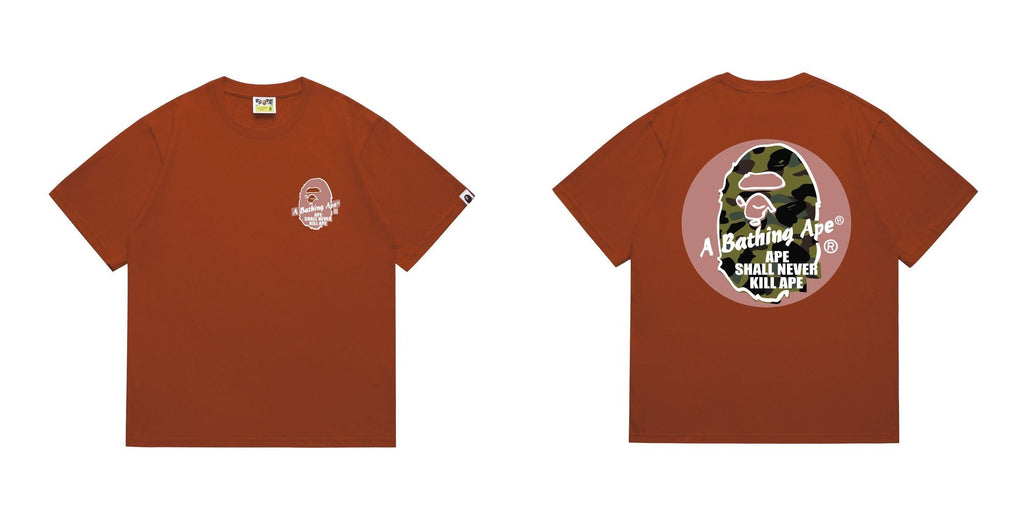BAPE Pink Accent Ape Circle Graphic T-Shirt