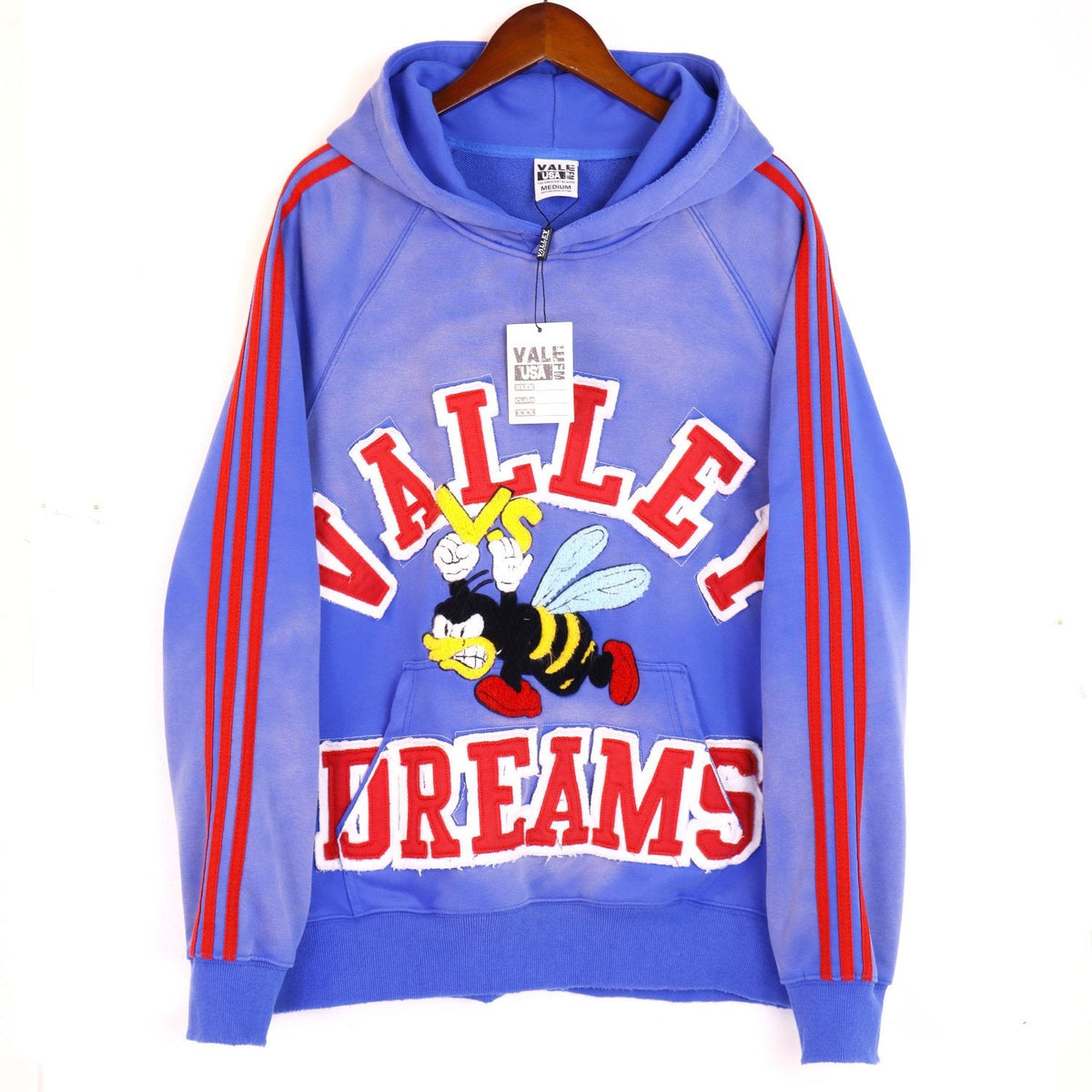 VALE USA Bee Embroidered Striped Hoodie & Sweatpants Set
